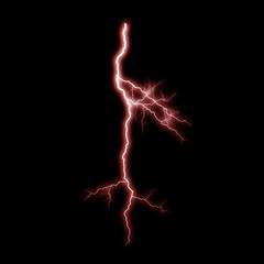 Isolated realistic electrical lightning strike visual effect on black night background. Energy change. 