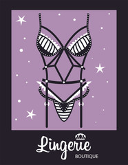 Lingerie luxury style vector tag background. Stylish design for underwear shop.
