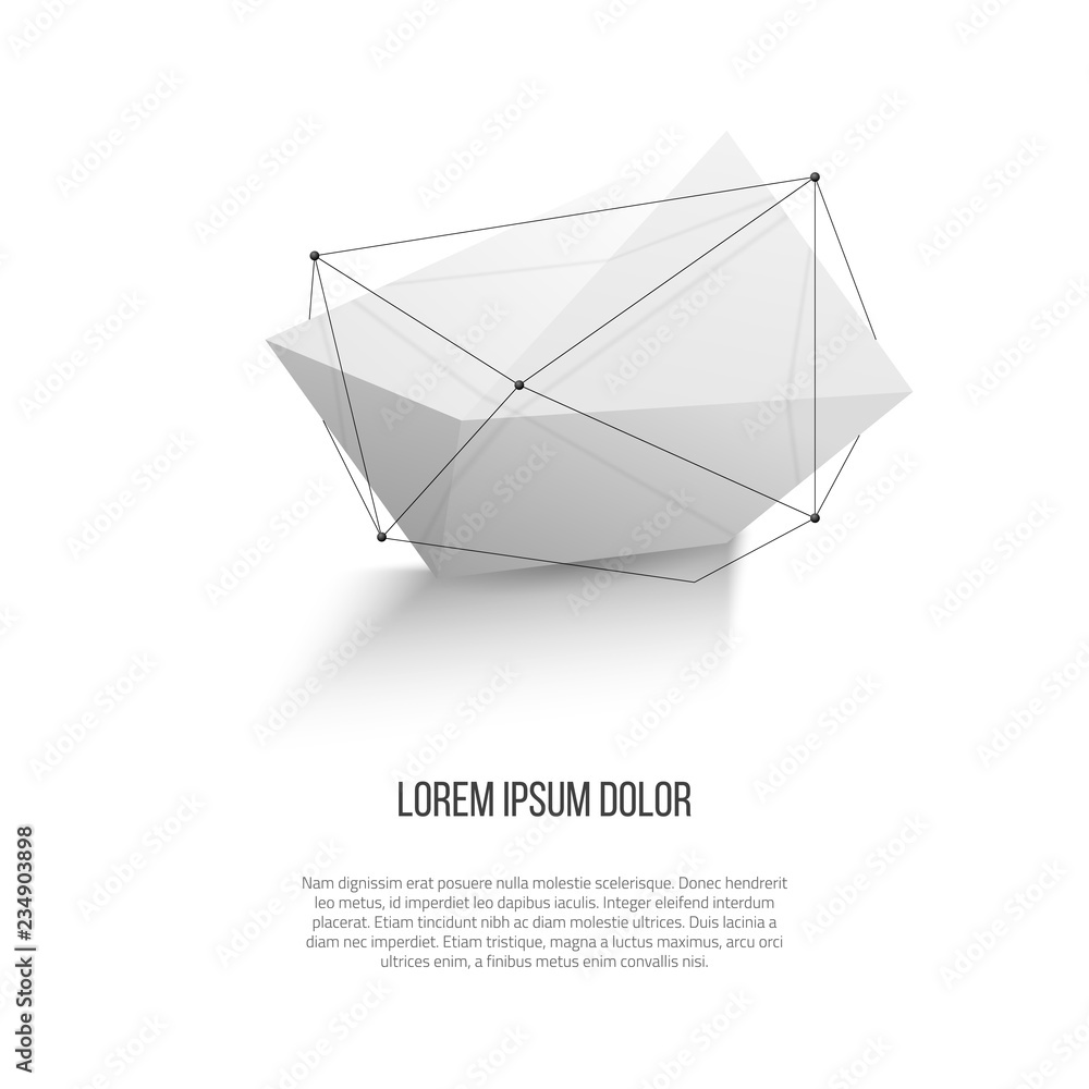 Poster low poly geometry design element. communication or molecule vector background.