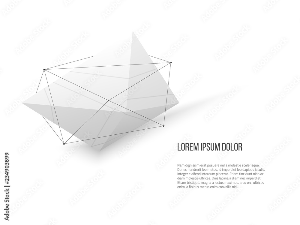 Poster low poly geometry design element. communication or molecule vector background.