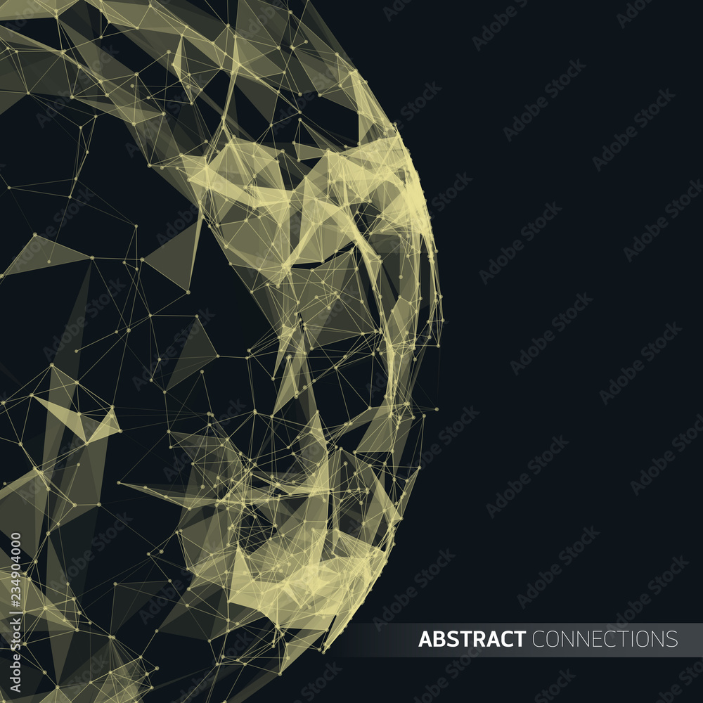 Poster abstract futuristic background with dots, lines and triangles. vector illustration.