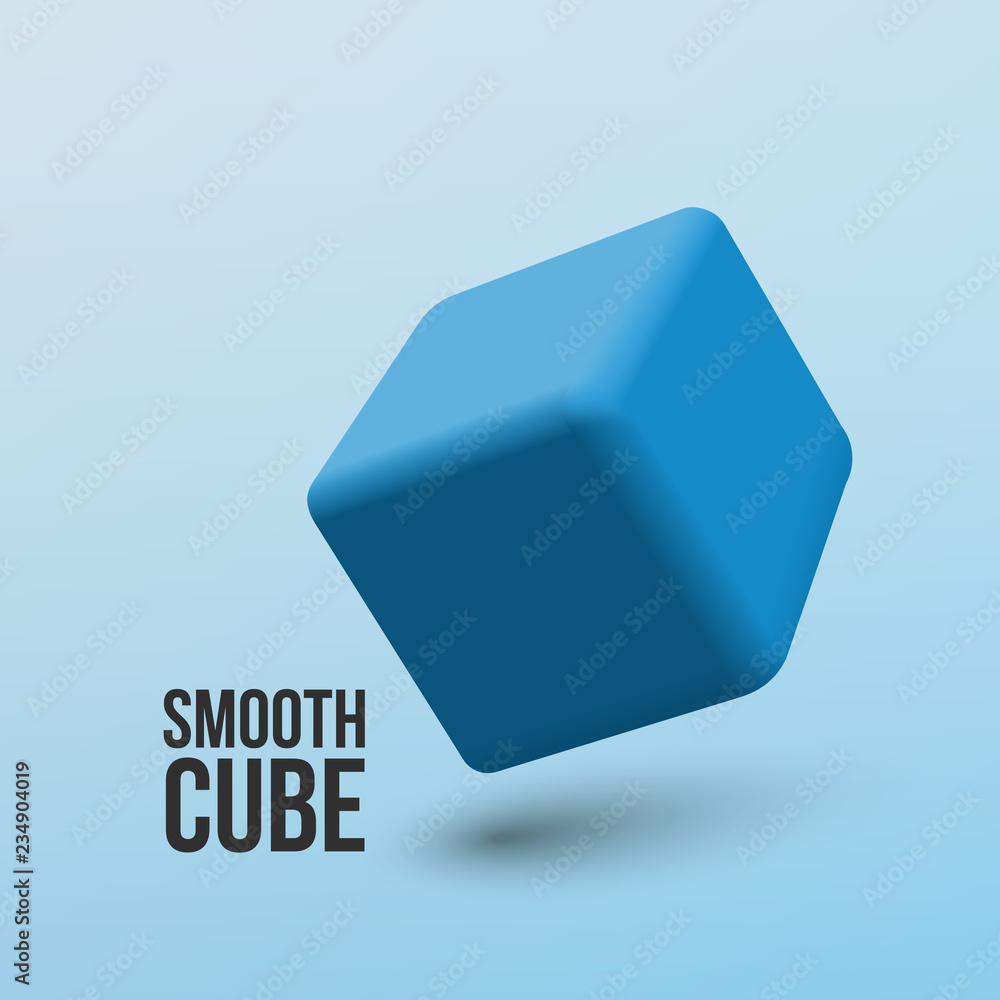 Poster vector design element. blue smooth cube.