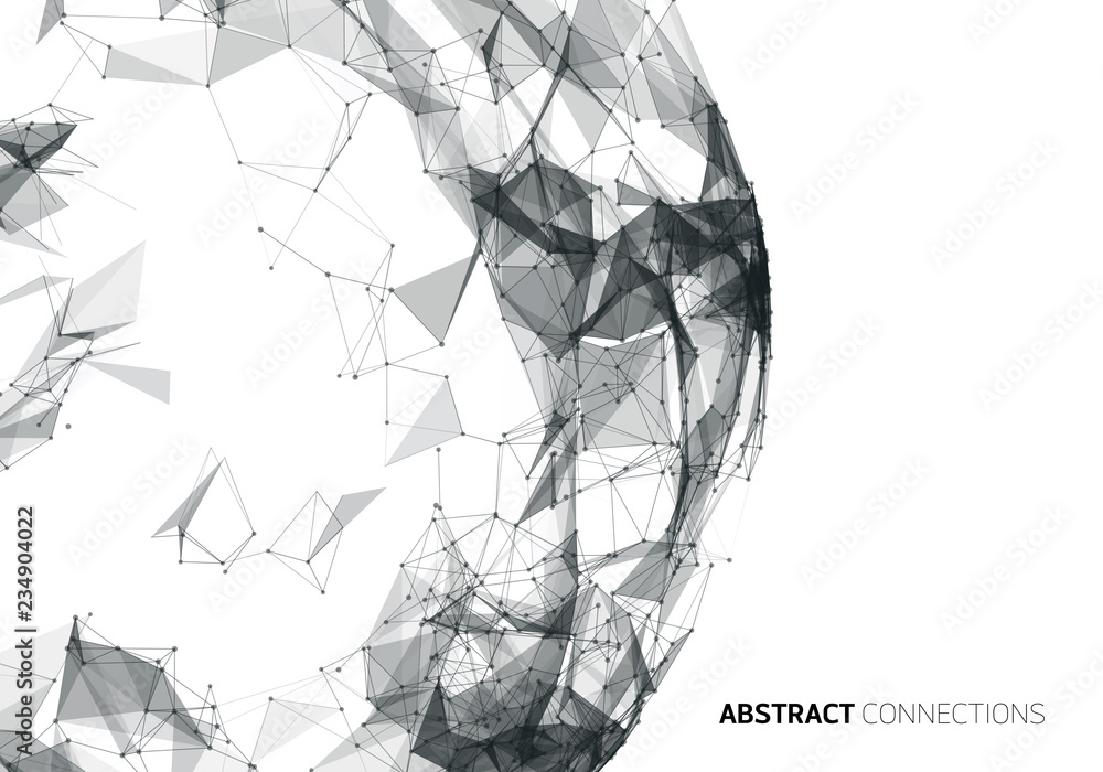 Poster abstract futuristic background with dots, lines and triangles. vector illustration.