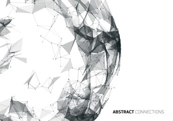 Abstract futuristic background with dots, lines and triangles. Vector illustration.