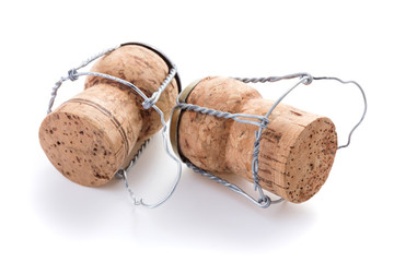 champagne corks isolated on white background
