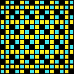 Turquoise and yellow squares abstract pattern