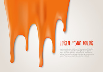 Bright orange paint drips with copy space. Vector illustration.