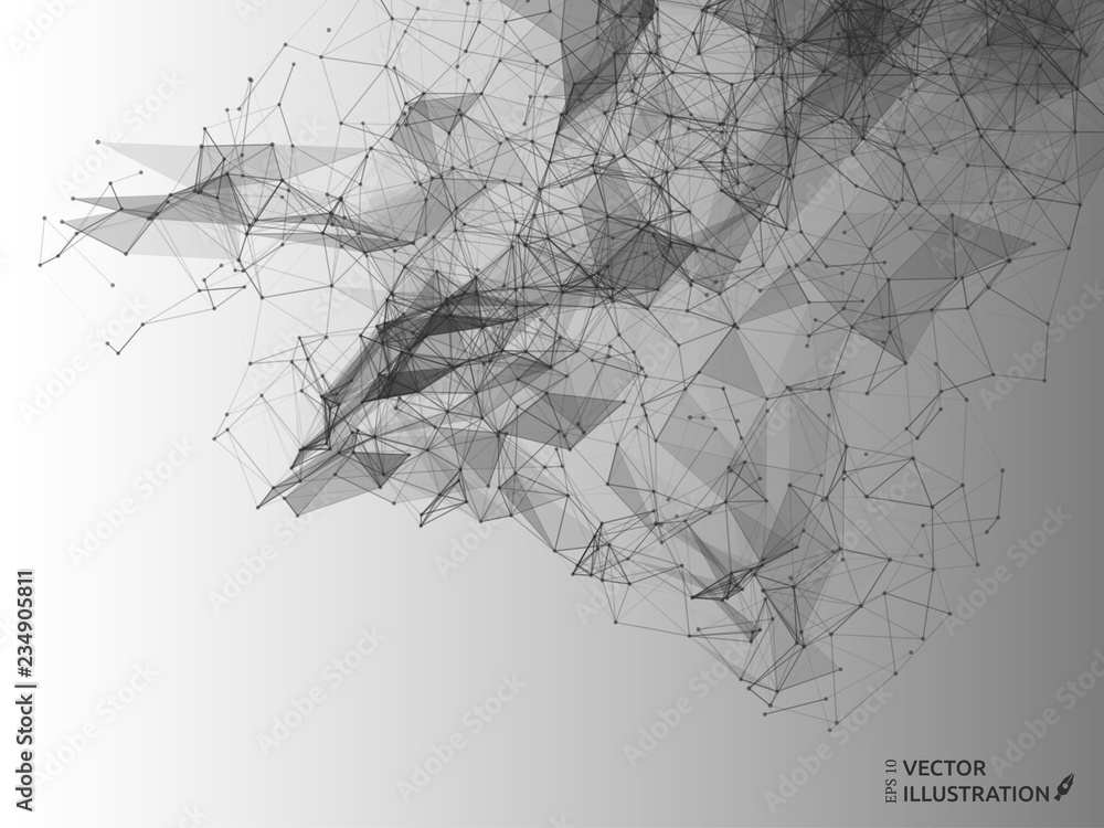 Poster abstract futuristic background with dots, lines and triangles. vector illustration.