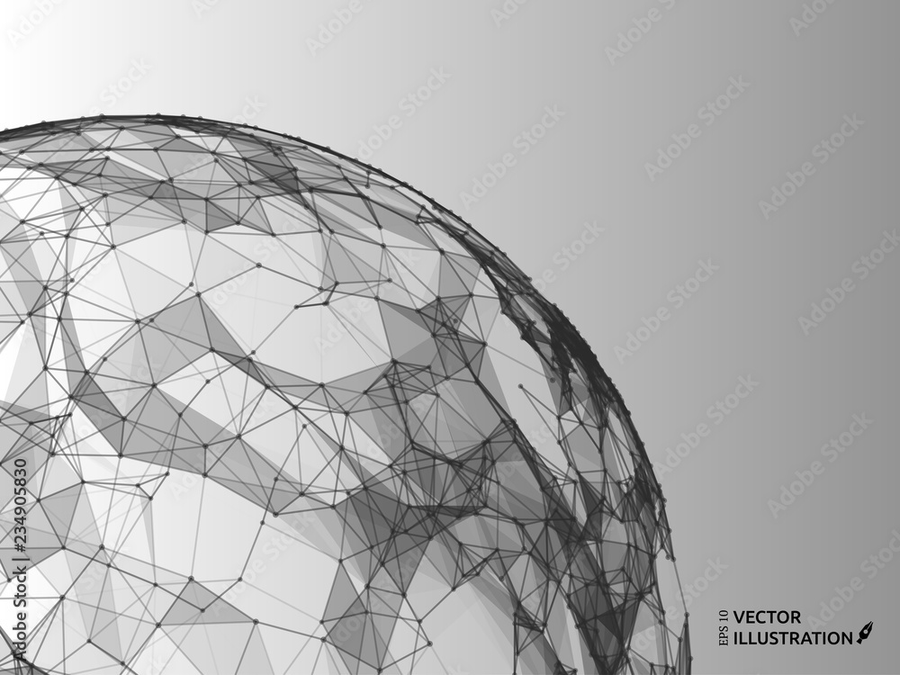 Poster abstract futuristic background with dots, lines and triangles. vector illustration.