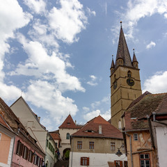 Fototapeta na wymiar View of Sibiu upper town from lower town