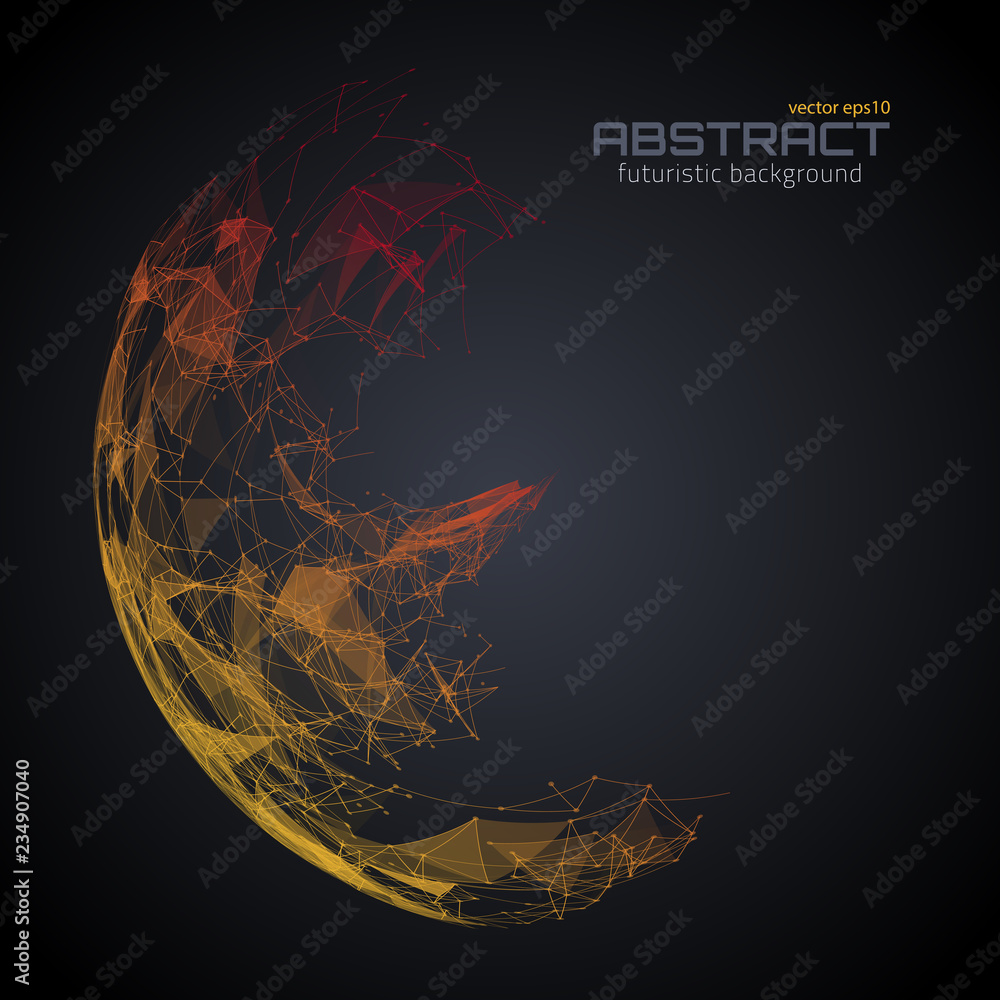 Poster abstract futuristic background with dots, lines and triangles. vector illustration.