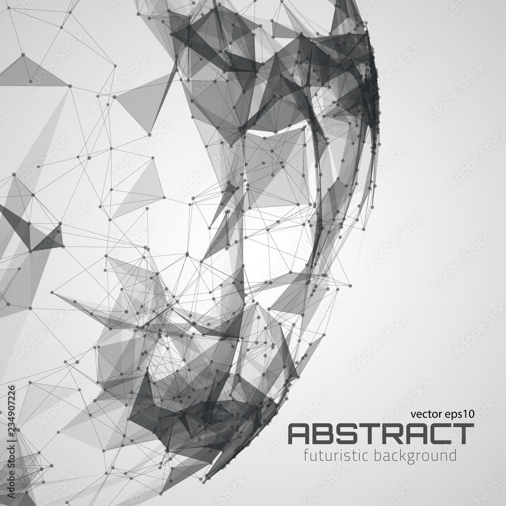 Poster abstract futuristic background with dots, lines and triangles. vector illustration.