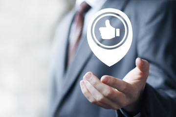 Businessman with a button like icon.