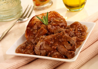 LIVER AND ONIONS WITH DUMPLING