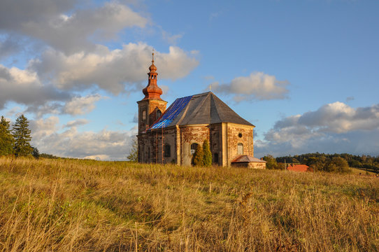 Czech Republic - Mezimesti town Church of St. Anna plans of Kilian Ignaz Dientzenhofer 
