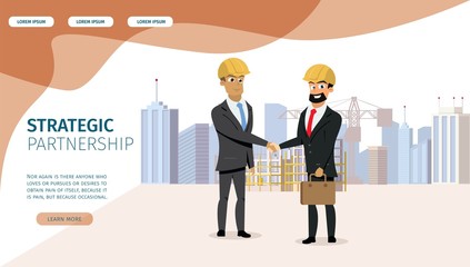 Business Partnership Cartoon Vector Landing Page