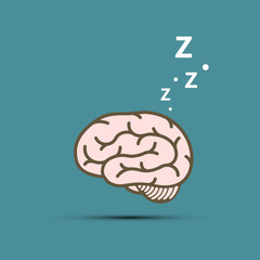Snoring human brain. Vector flat graphics style.