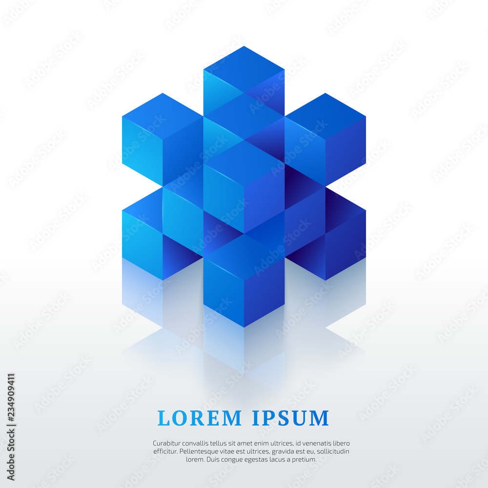 Wall mural Abstract vector logo template. Isometric design element.