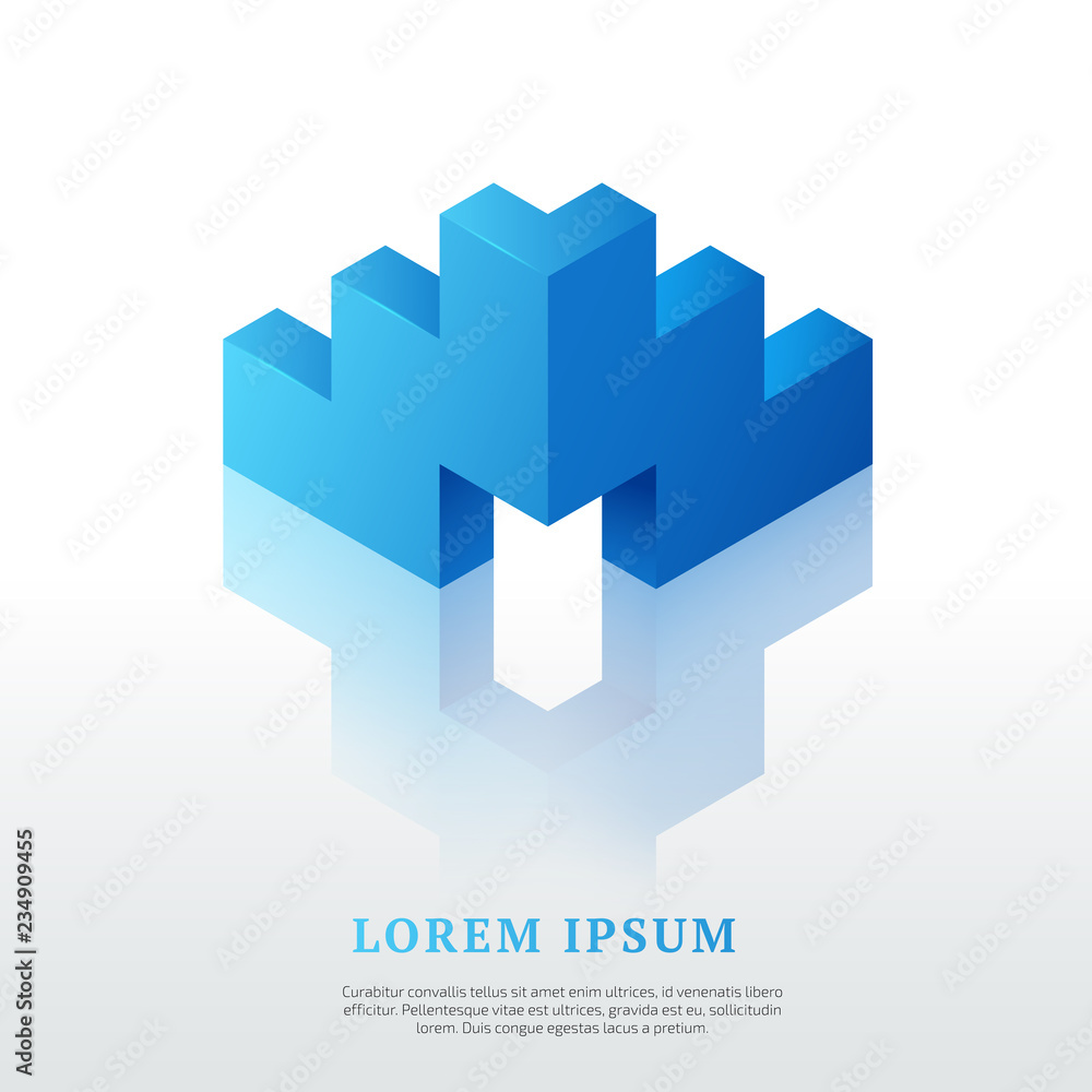 Poster abstract vector logo template. isometric design element.
