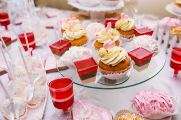 Candy bar for wedding guests. Delicious Cakes
