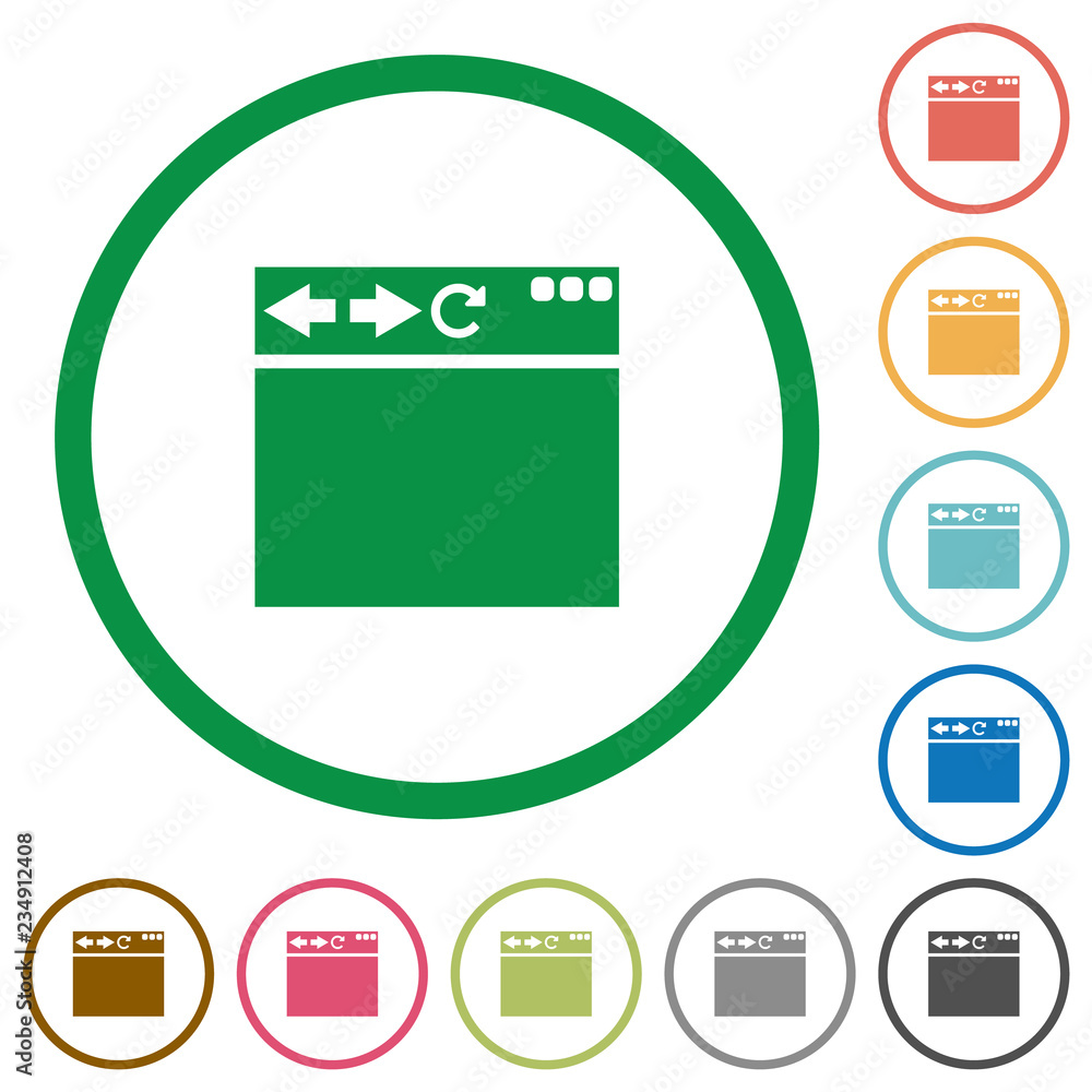 Poster empty browser window flat icons with outlines