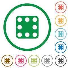 Domino eight flat icons with outlines