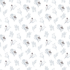 hand drawn watercolor christmas seamless pattern
