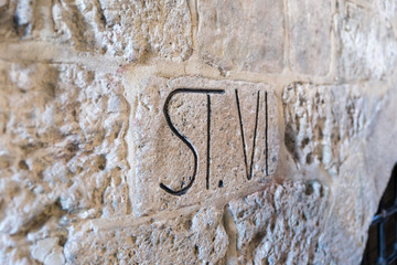 Place of the sixth stop of Jesus Christ on the way to execution on street in old city of Jerusalem,...