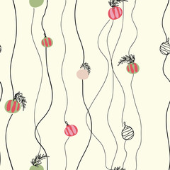 Vector Hanging Ornaments Seamless Pattern