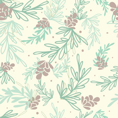 Vector Falling Pine Leaves Seamless Pattern
