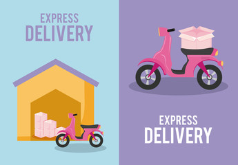 set of delivery service motorcycles