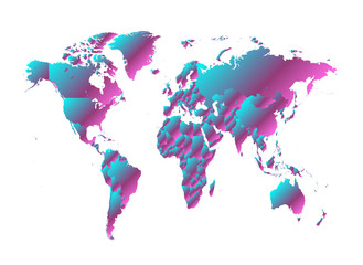 Fototapeta na wymiar World map metallic neon gradient color, new trend design 2019