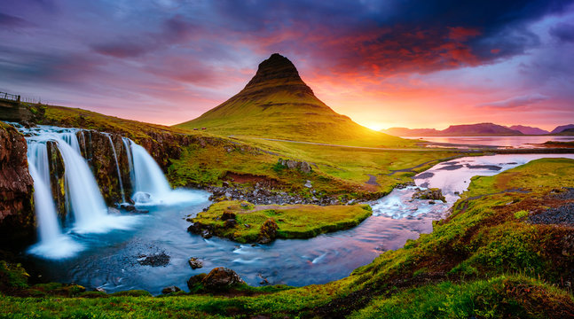 The Kirkjufellsfoss waterfall the coast of Snaefellsnes peninsula. Location Iceland. © Leonid Tit
