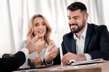Alert businesspeople sitting at the table