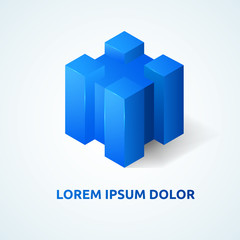 Fototapeta premium Abstract vector logo template. Isometric design element.