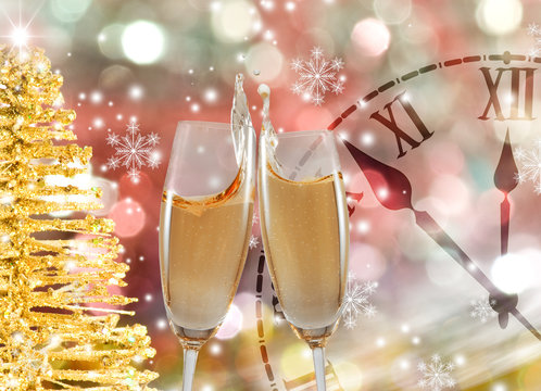 image of two glasses of champagne on festive background