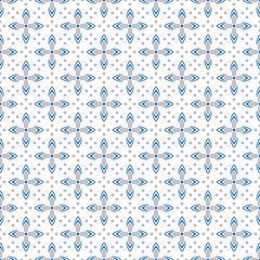 Fototapeta premium Blue, gray and white floral seamless pattern
