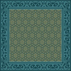 Geometric Pattern with hand-drawing floral ornament. illustration. For fabric, textile, bandana, scarg, print.