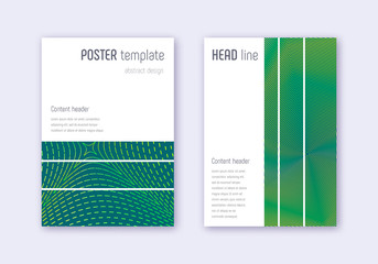 Geometric cover design template set. Green abstrac