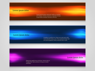 Set of smooth shiny banners. Vector illustration for flyers, web design or presentations.