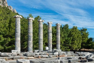 Priene, ancient city of Ionia about 0 km north of the Menderes (Maeander) River and 16 km inland from the Aegean Sea, in southwestern Turkey. 