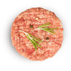 Raw minced meat  with ingredients for cooking