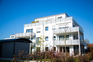 Modern residential complex in Germany, blue sky