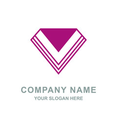 Red Diamond Letter V Geometric Logo 