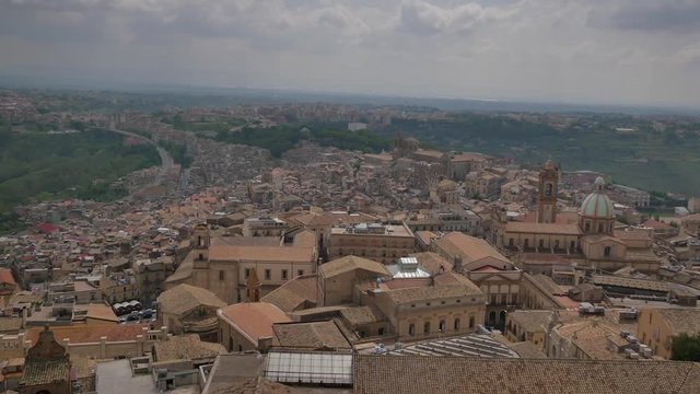 View from bell tower in Caltagirone, Sicily. Architecutre of Italy.