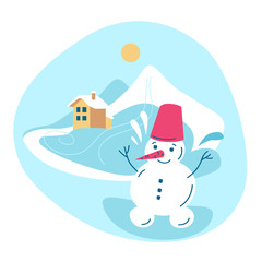 vector illustration winter activities. hello winter