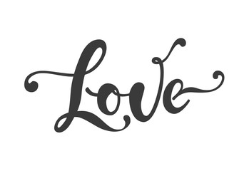 love hand drawn lettering, vector illustration