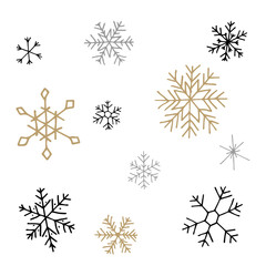 Collection of black and golden hristmas snowflakes, modern flat design. Can be used for printed...