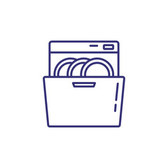 Obraz premium Dishwasher line icon. Plates, dish, washer. Home appliances concept. Can be used for topics like kitchen, cleaning, kitchenware