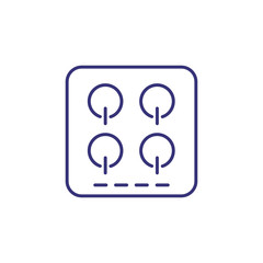 Electric hob line icon. Cooking top, stove, cooker. Home appliances concept. Can be used for topics like cooking, kitchen, equipment